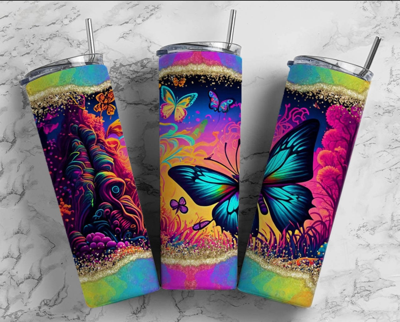 Neon Butterfly Tumbler 2