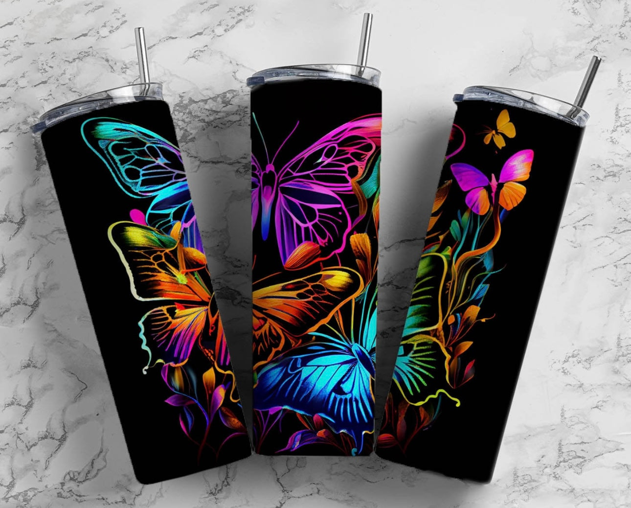 Neon Butterfly Tumbler