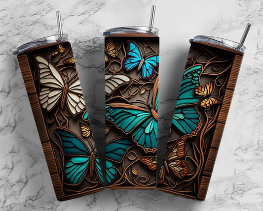 Wooden Butterfly Tumbler